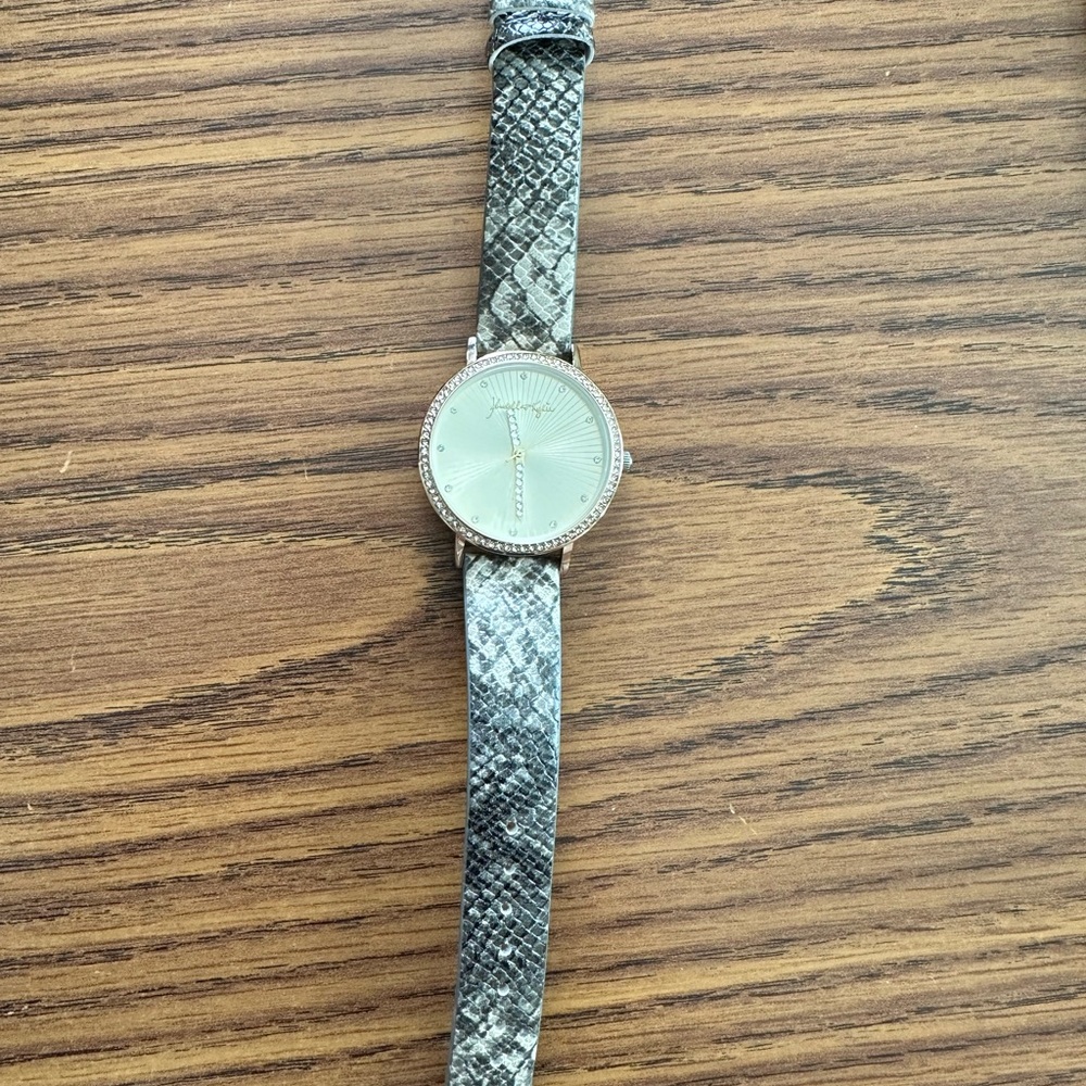 Kendall & Kylie Snake Print Watch - Silver and Cream